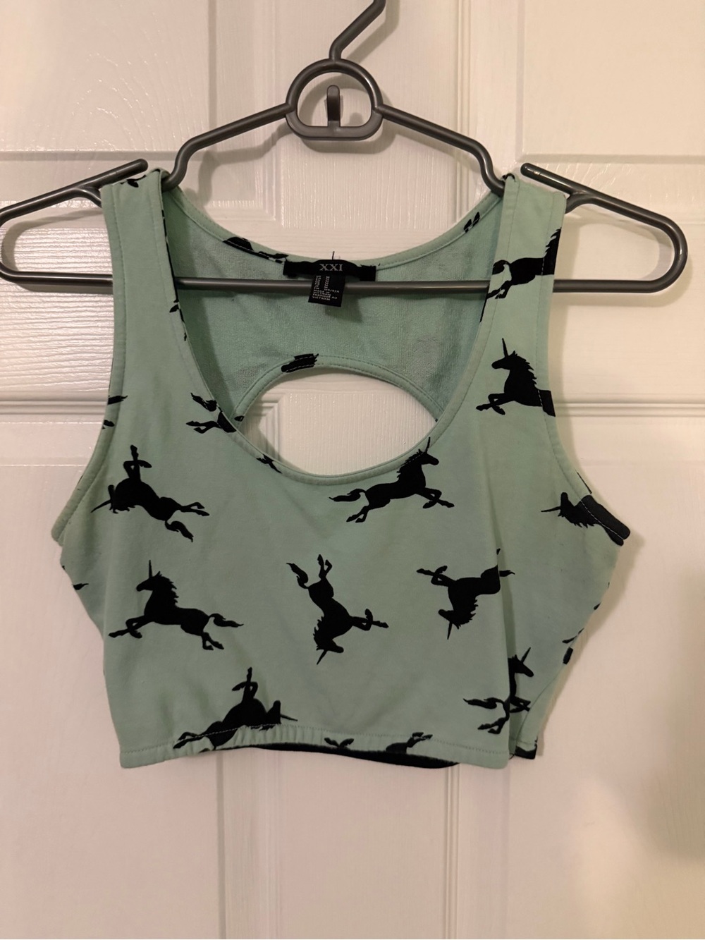 Forever 21 Mint Green Unicorn Print Crop Tank